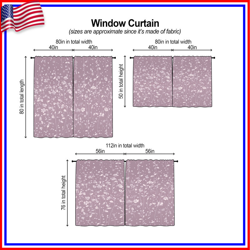 Motif de rideaux de fenêtre à motif floral transparent et obscurcissant - 2 panneaux, 20 po x 80 po - 2 panneaux, Transparent