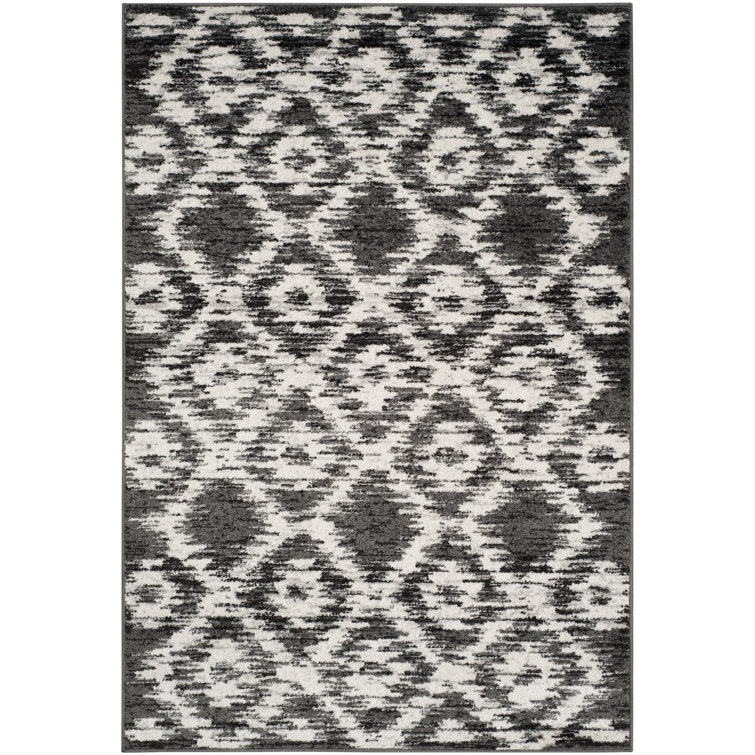 Bethlyn Ikat Ivory/Charcoal Area Rug