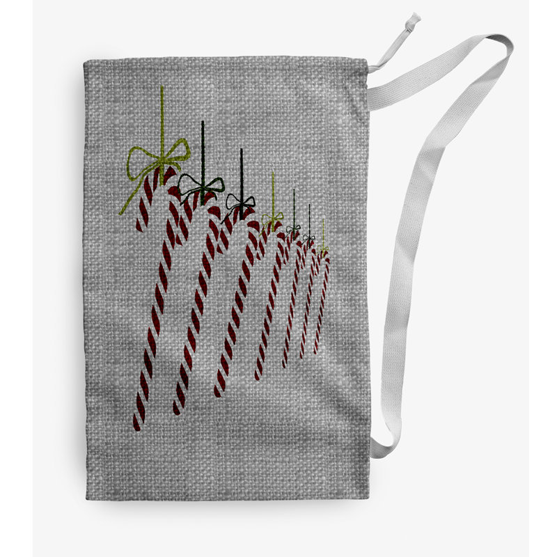 Sac à linge Candy Canes Christmas, Moyen (H 36 po x l 28 po), Gris foncé