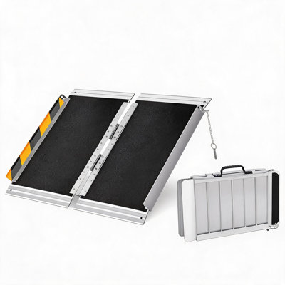 Rampe portative en aluminium pour fauteuil roulant - Rampe pliante avec surface antidérapante, seuil pour les marches à domicile, scooter pour voiture, portes, bordures et escaliers, capacité de 600 lb