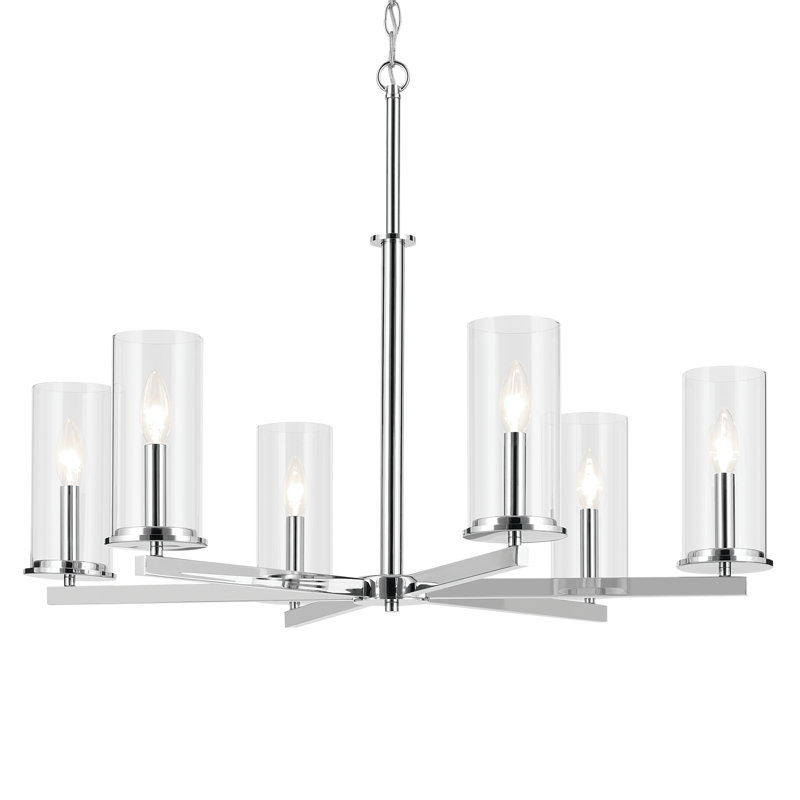Lustre 6 lumières 21,75 "21,75", Chrome
