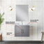 Meuble-lavabo simple gris foncé 24 po X P 22 po D, comptoir en marbre de Carrare, 18 po Ensemble miroir et robinet-551455734-551455735
