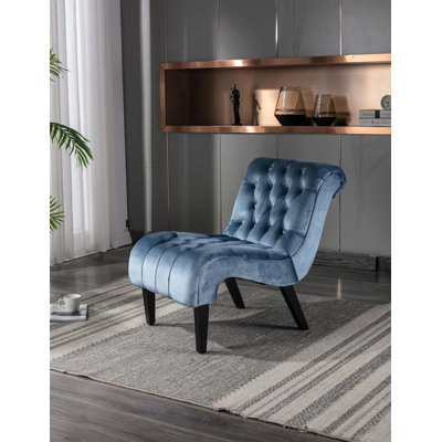 Chaise de salon en velours sans accoudoirs
