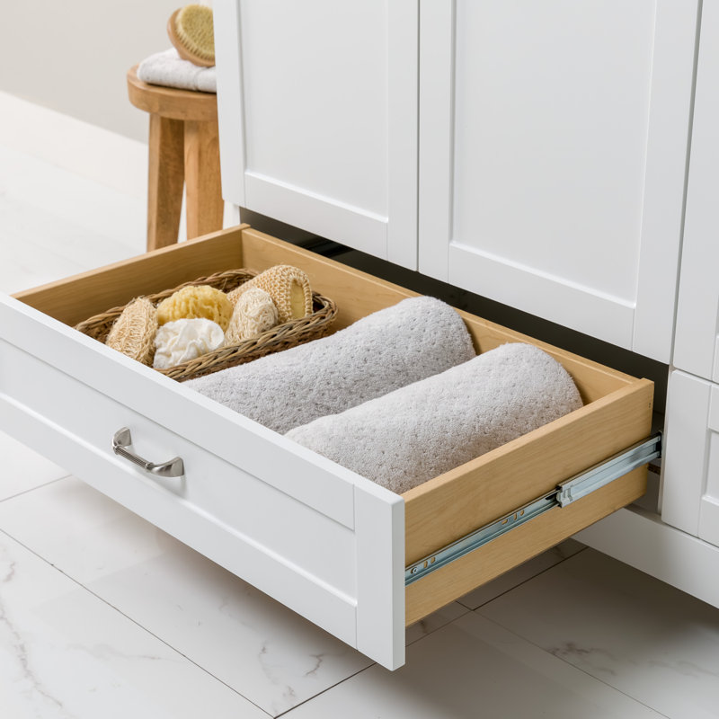 Emlyn 60.50" Double Bathroom Vanity with 2 Cabinets, 2 Drawers, and Cultured Marble Vanity Top, White