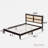 Wooden Platform Bed With Rattan Headboard