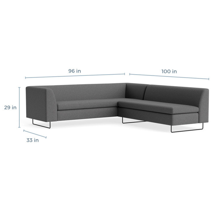 MTO - Bonnie & Clyde Sectional Sofa w/ Black Legs, Gabro Gray