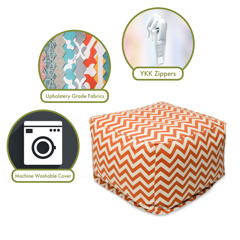 Glanville Upholstered Pouf, Burnt Orange
