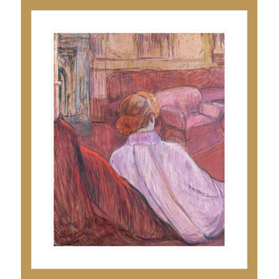 «Woman Sat on a Red Cettee» par Henri de Toulouse-Lautrec - Impression sur toile