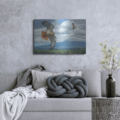 'Soaring Over the Pines - Red-tailed Hawks' by Mark Mueller Wildlife Art, Metal Wall Art
