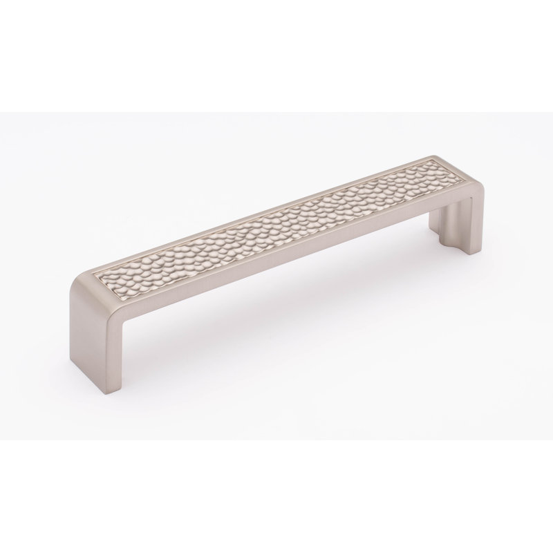 Hammered 6" Center to Center Bar Pull, Satin Nickel, 6"