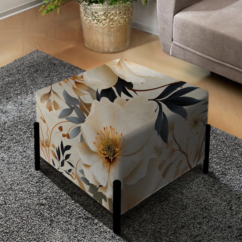 Autumn Boho Chic Poppy Blooms II - Repose-pieds carré floral