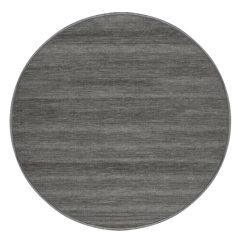 Tapis gris uni lavable à la machine, Rond 3 pi