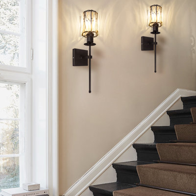 Industrial Wall SSet of 2 conce With Glass Shade Hardwire Wall Light For Bedroom Living Room Hallway -  Ebern Designs, C515D1C9089343AE923E907ADD60C527