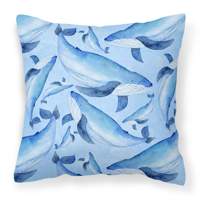  Coussin extérieur Nautical Whales, 18 po x 18 po