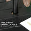 Michiana Garden Table with Parasol Hole for Four, Slatted Metal Top, Black