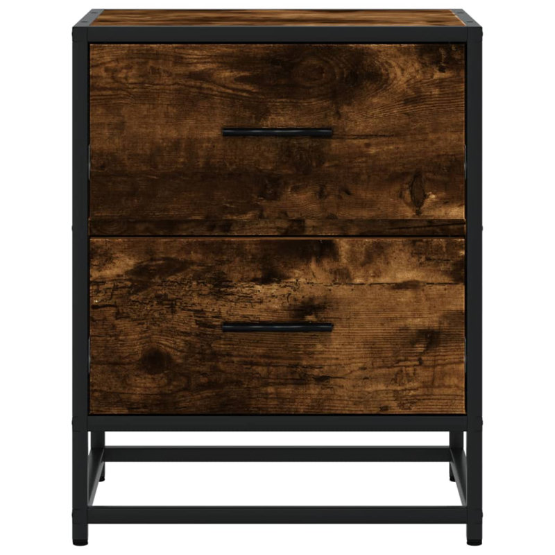 Analisse 40cm W Metal Bedside Table, Smoked Oak, Individual