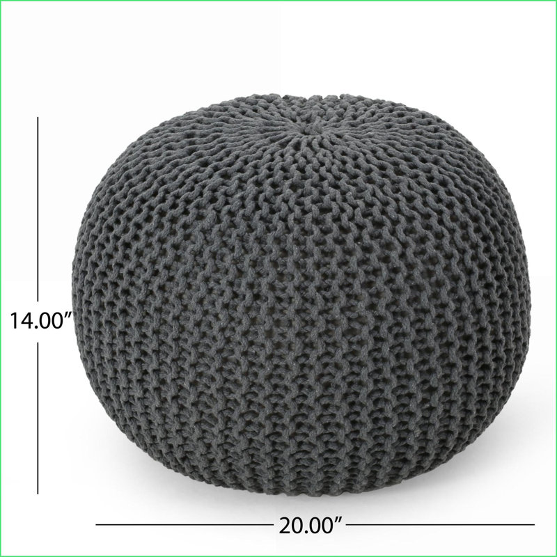 Pouf rond en coton tricoté pour repose-pieds - Gris ardoise, repose-pieds / coussins de sol multi-usage | Gris ardoise | Coton