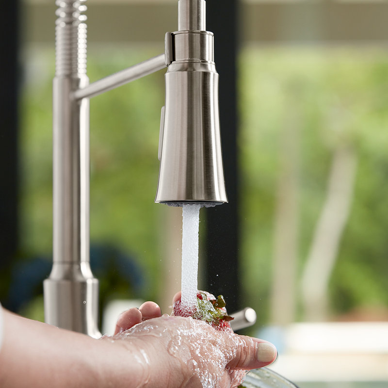 Robinet de cuisine à poignée simple Joleena, Acier optique