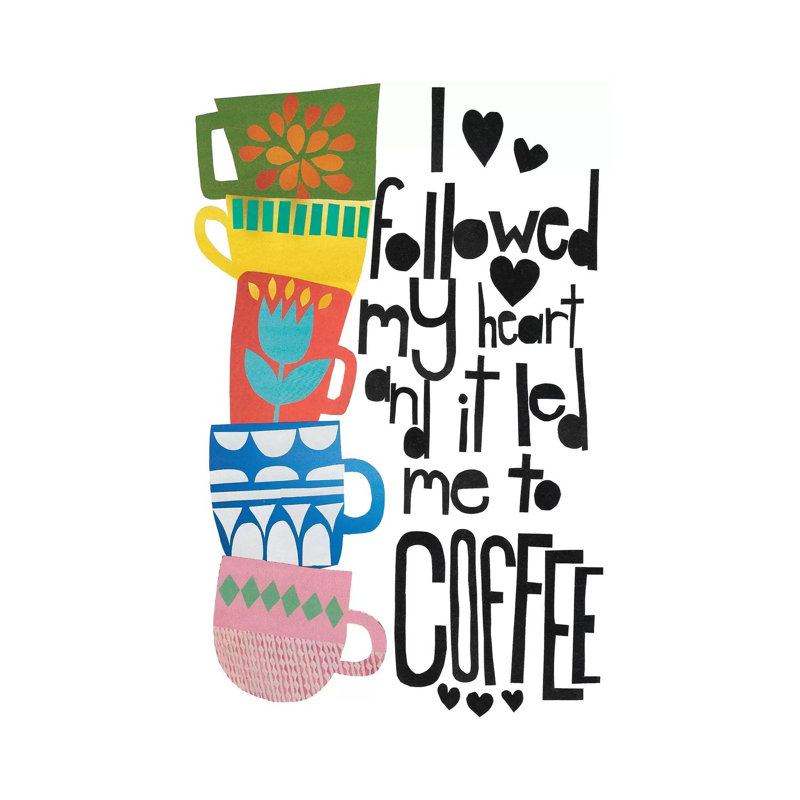 Heart And Coffee by Jen Bucheli - Wrapped Canvas Print, 66.04 cm H x 45.72 cm W x 3.175 cm D