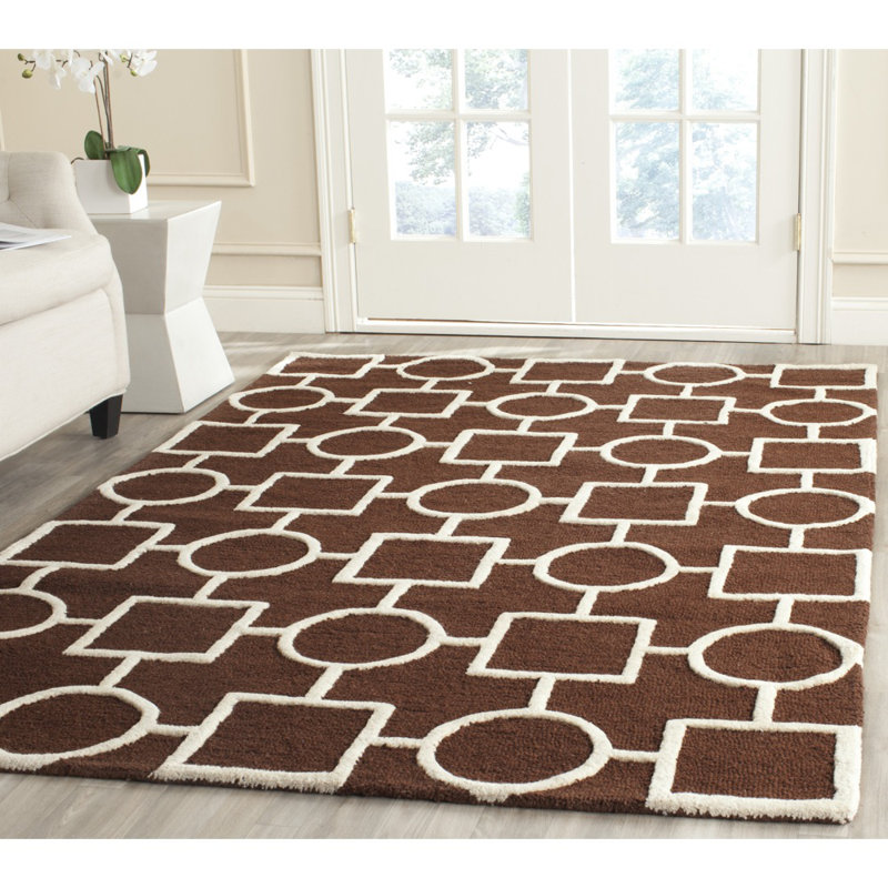Tapis géométrique en laine touffeté à la main Deedgra, Rectangle 8 pi x 10 pi