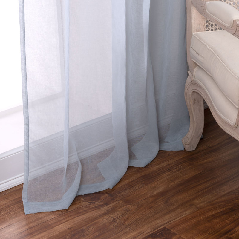Paire de rideaux transparents avec passe-tringle Walton, Gris, L 52 po x L 96 po