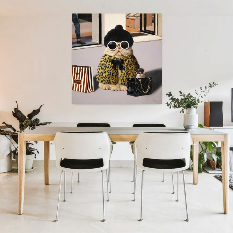 Art urbain contemporain pour chat, H 36 po x l 36 po