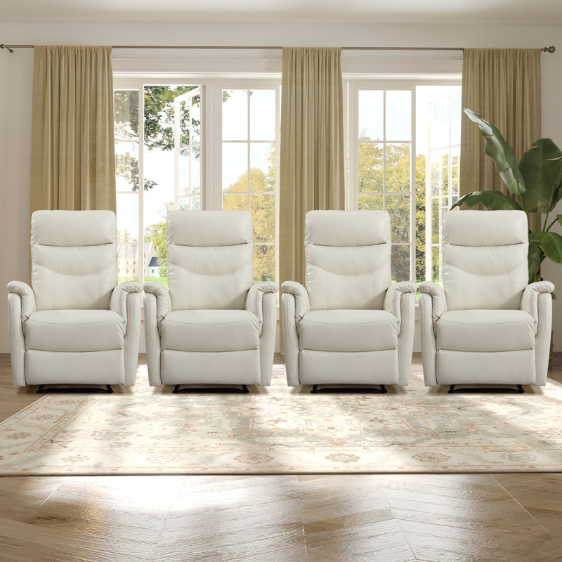 Fauteuil inclinable de cinéma à dossier haut en cuir véritable moderne l 31,5 po avec port USB Salazar (ensemble de 4)