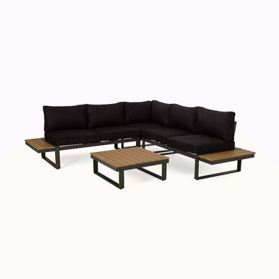 Outdoor Aluminum V-Shaped 5 Seater Sofa Set With Cushions
