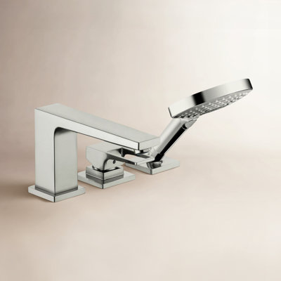 Metropol Single Handle Deck Mounted Roman Tub Faucet Trim with Diverter and Handshower