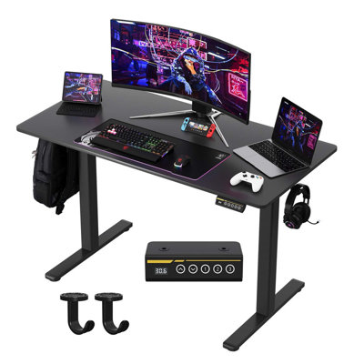 48"×24" Black Electric Height Adjustable Standing Desk, Computer Workstation with 3 Height Memory Presets, Perfect for Home & Office Work, Study and Gaming