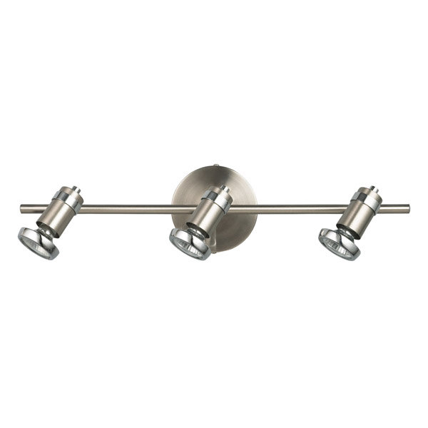 Ensemble de rail d’éclairage 3 lumières Lindaro, Chrome / Acier satiné