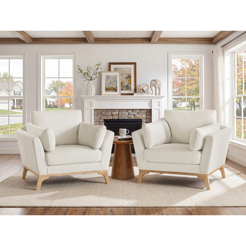 Ensemble de 2 fauteuils rembourrés, Chenille beige