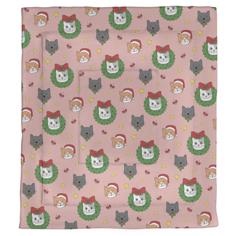 Polyester Comforter, Queen Comforter, Pink/Green/Gray
