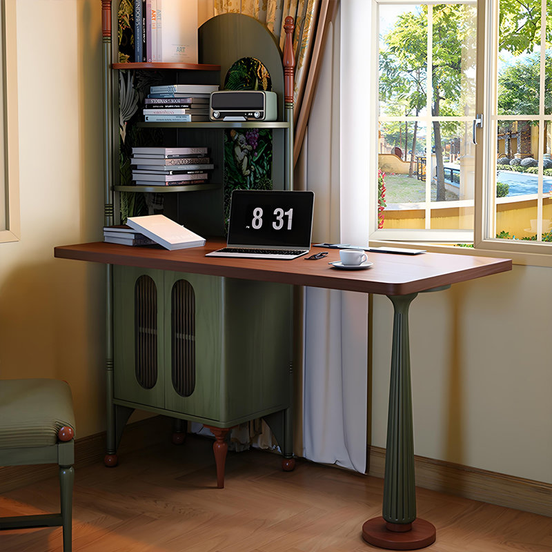 Bureau 56,46 "style français rétro vert et bibliothèque en une seule pièce