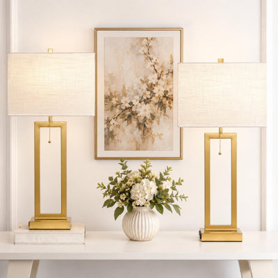 28.5" Metal Table Lamp Set With USB, Type-C Ports And Built-in Outlet (Set of 2)