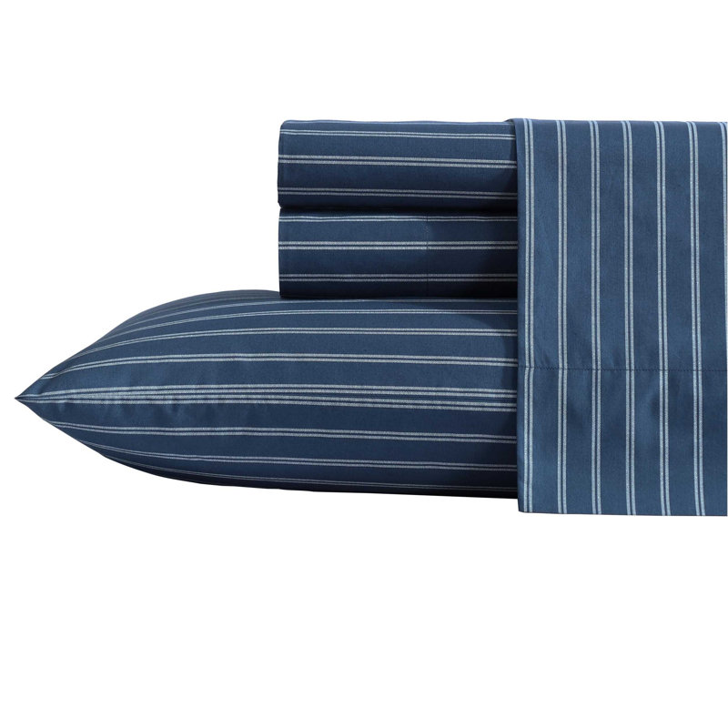 Ensemble de draps en percale de coton 200 fils Bradford, Ensemble de draps pour grand lit avec 2 taies d'or