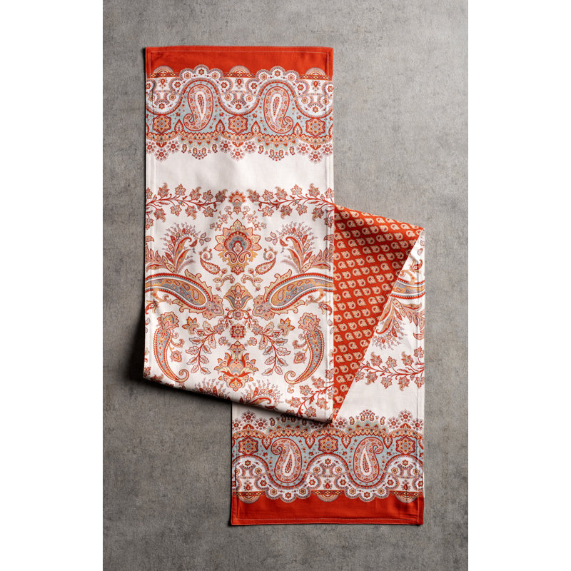 Maison D' Hermine Paisley 100% Cotton Table Runner - Double Layer 14.5 Inch By 72 Inch, 108" x 14.5"