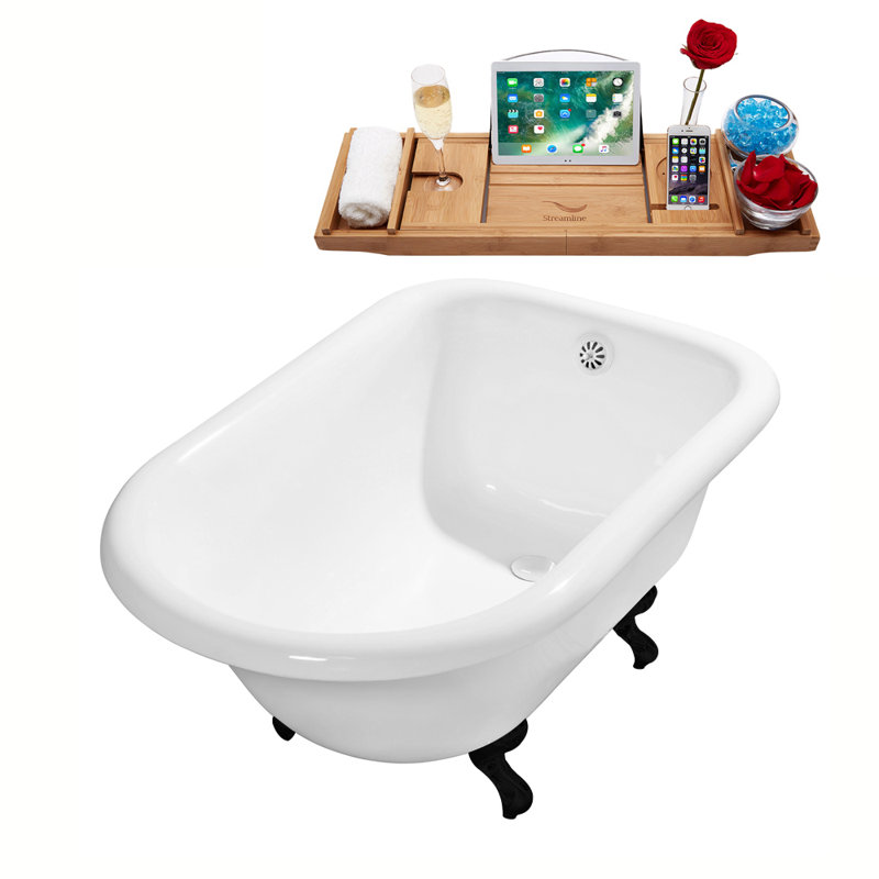 Baignoire de trempage sur pattes 66 "Streamline, Noir mat, Blanc lustré