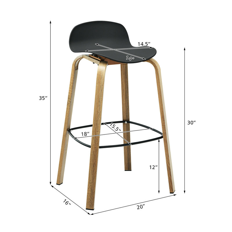 Bastiana Counter Stool with Iron Frame, Black