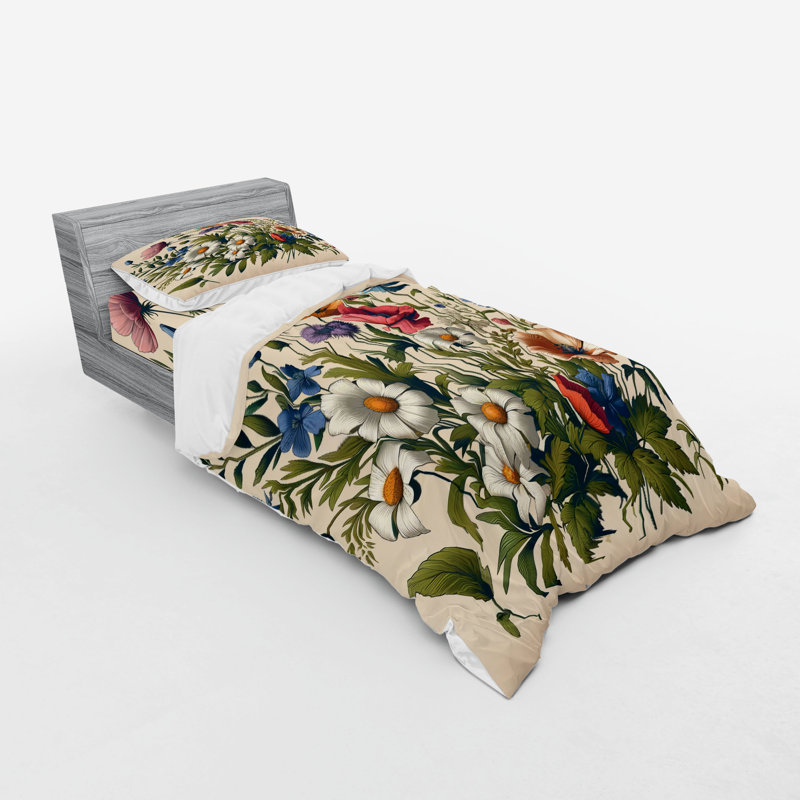 Polyester Floral Duvet Cover, Twin Extra Long Duvet Cover + 2 Additional Pieces