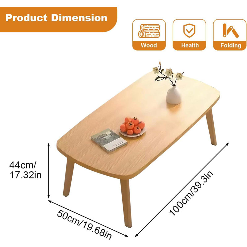 Table basse, table basse pliante rectangulaire, table d'ordinateur portable pliable pour les petits espaces, table d'étude pour dortoir d'appartement de chambre à coucher, conception durable et légère, facile à assembler
