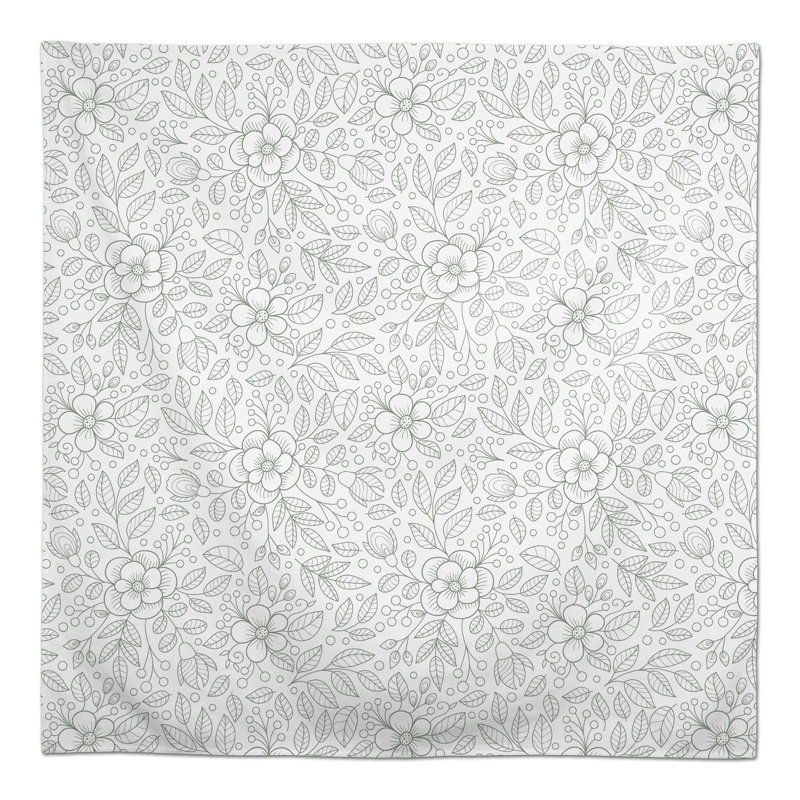 Square Floral Polyester Tablecloth, Green, 58" L x 58" W