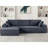 Convertible Sectional In Dark Gray Soft Corduroy, 4 - Seat With Full Foam Cushioning, No Assembly For Bedroom Relaxation Sleeper Design, Living Room-1531073266-1531073229