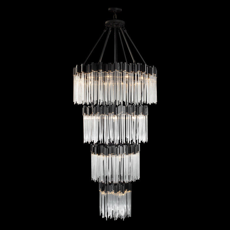 Matrix 30-Light Chandelier, Matte Black/French Gold, Matte Black/French Gold
