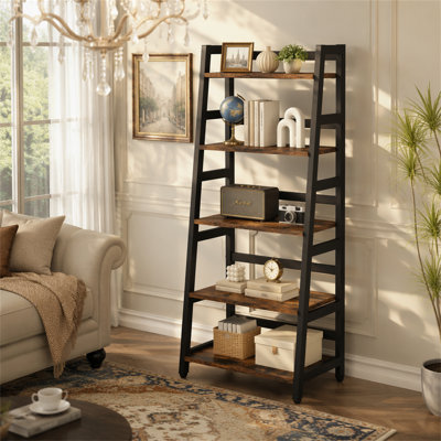5-Tier Bookshelf, Ladder Bookcase Etagere Storage Shelf