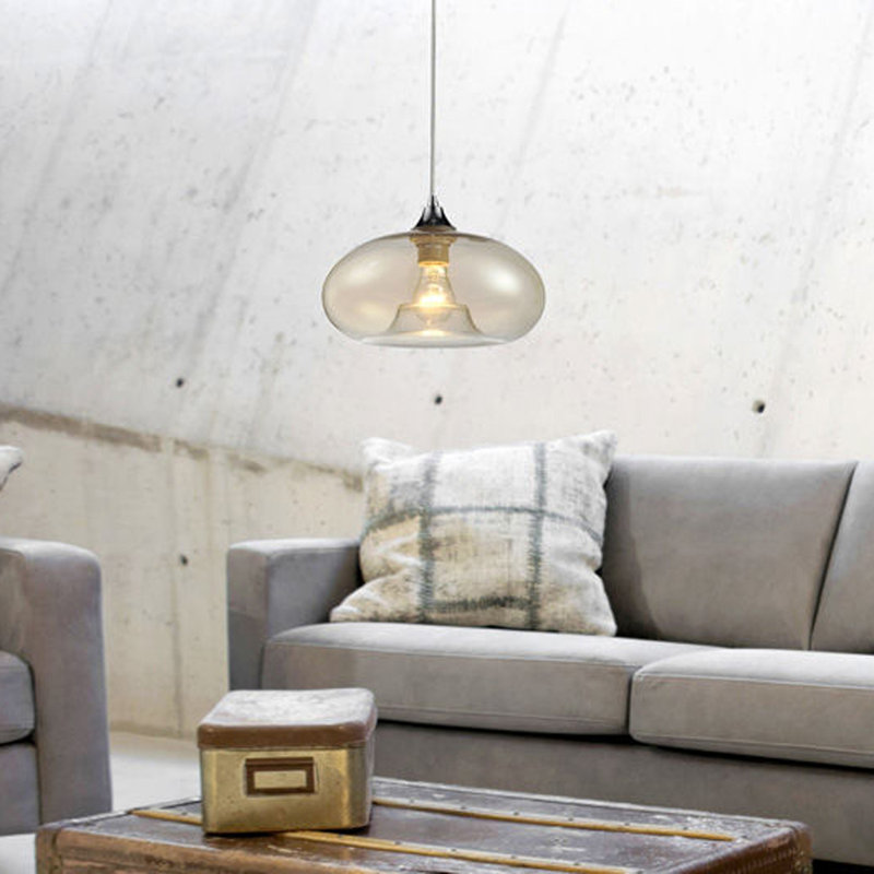 Grannis 1 - Light Smokey Glass Jar Pendant