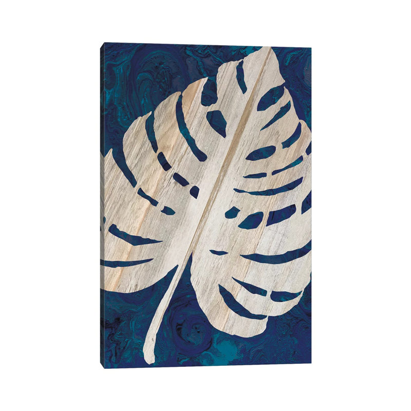 Monstera Navy by Cindy Jacobs - Wrapped Canvas Painting, 66.04 cm H x 45.72 cm W x 1.91 cm D