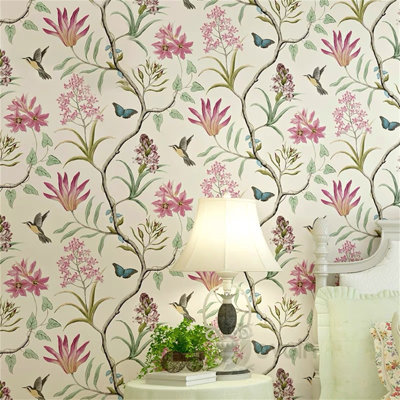 Papier peint auto-adhésif épaississant à motif floral American Country pour salon, revêtements muraux auto-adhésifs faciles à installer