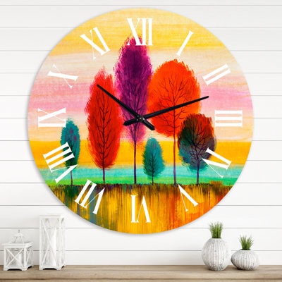 Horloge murale de style forêt d'automne