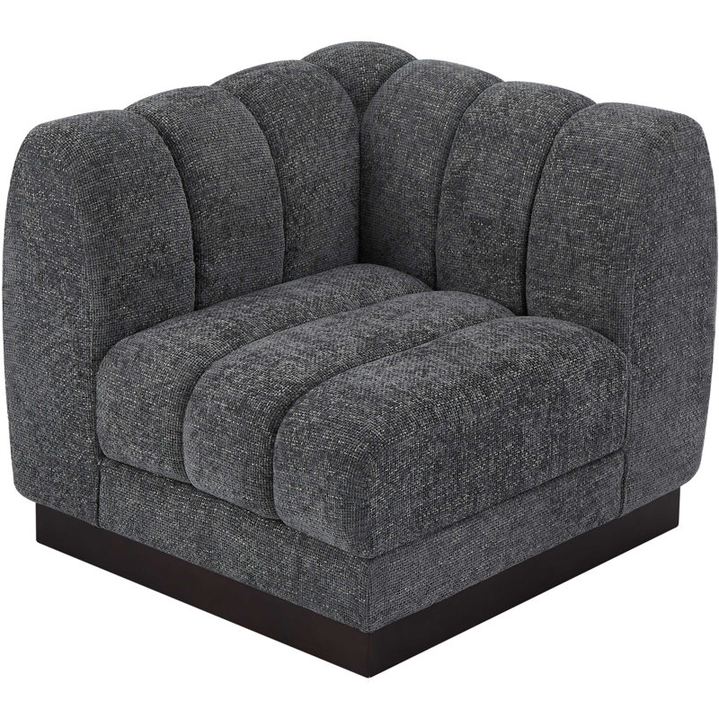 Chaise de coin en chenille Quinn, Tissu gris chenille